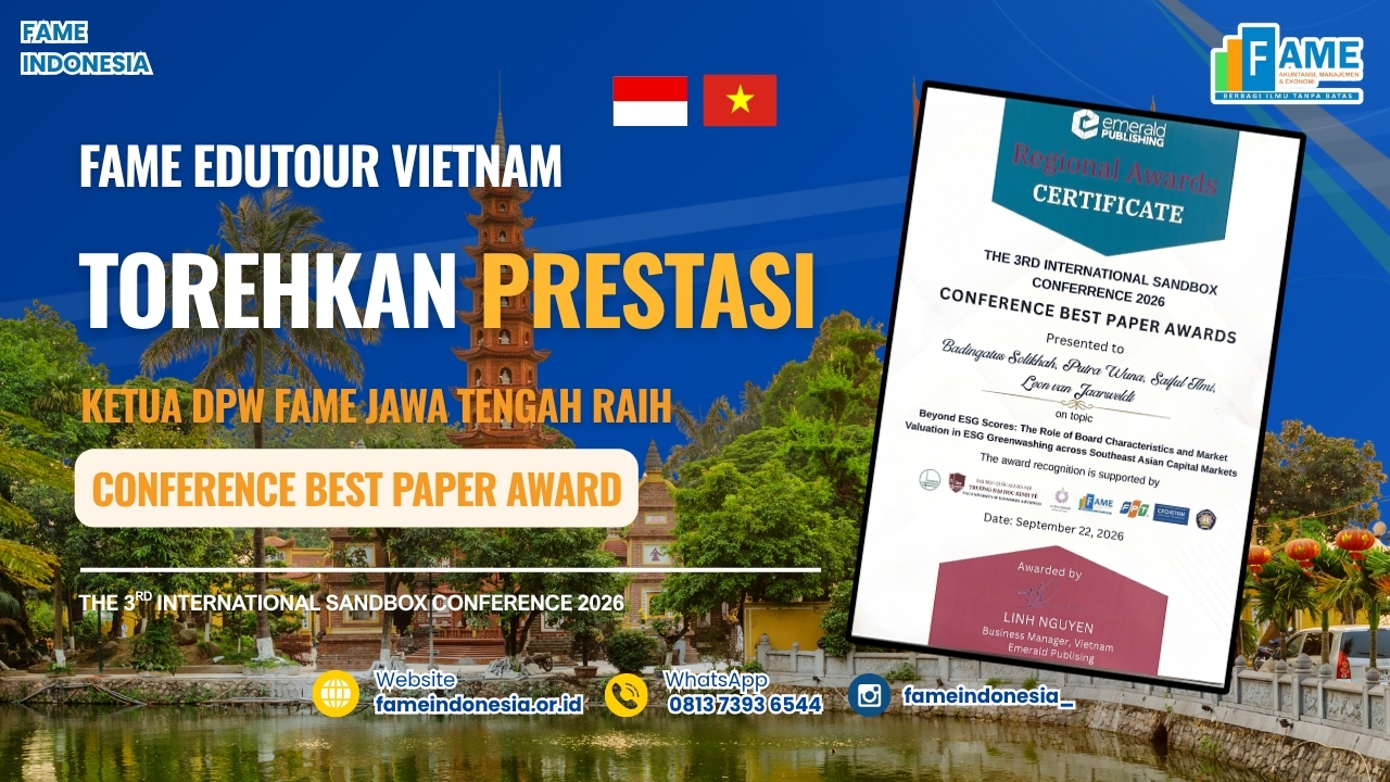 FAME EduTour Vietnam Torehkan Prestasi, Ketua DPW FAME Jawa Tengah Raih Best Paper Award dari Emerald Publishing